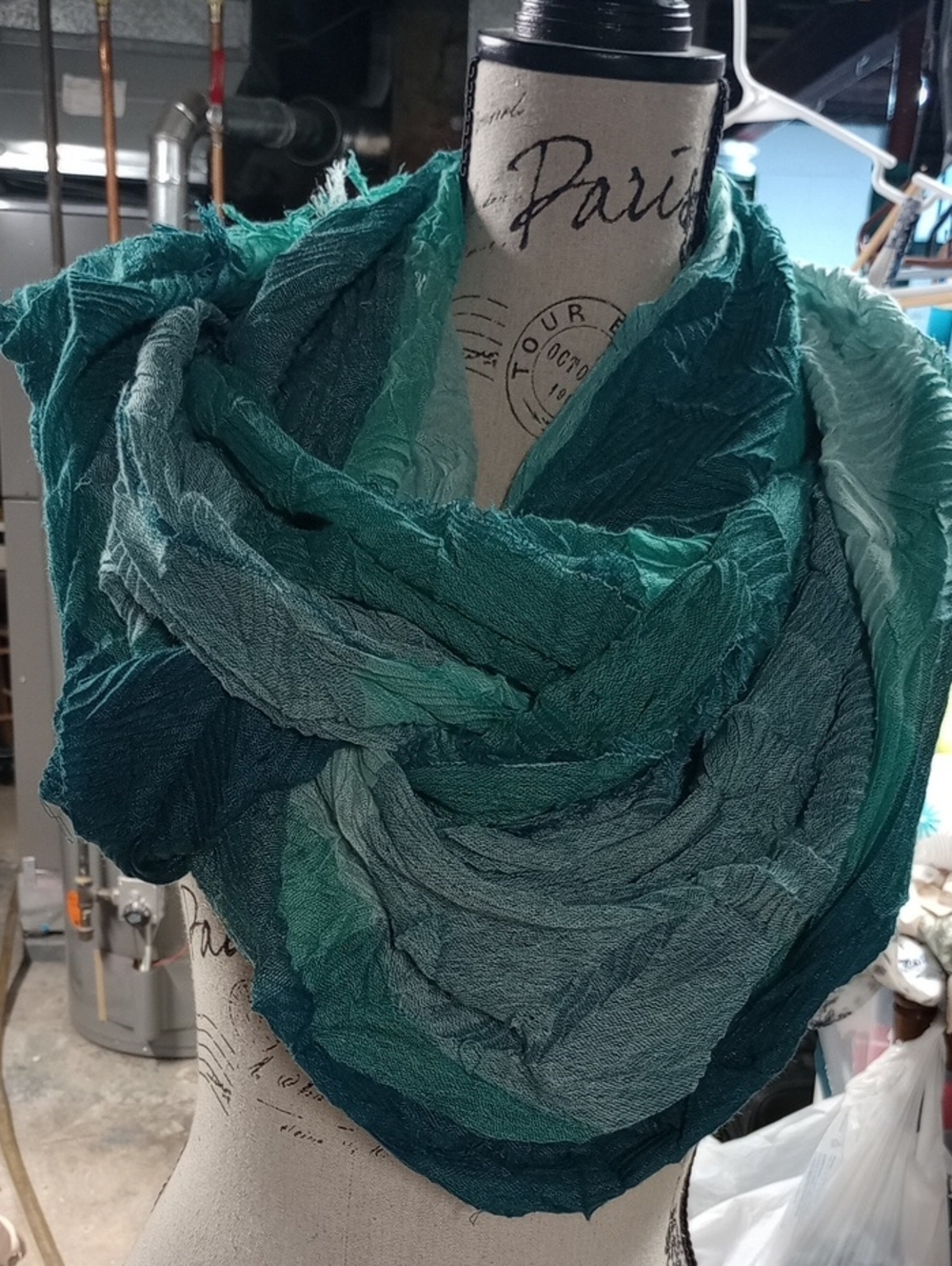 Accessorize Ombre Teal & Aqua Lightweight Crinkled Scarf